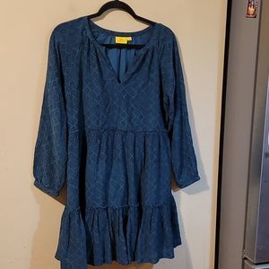 Roller Rabbit Binh Lalana dress small s searsucker Blue Pine